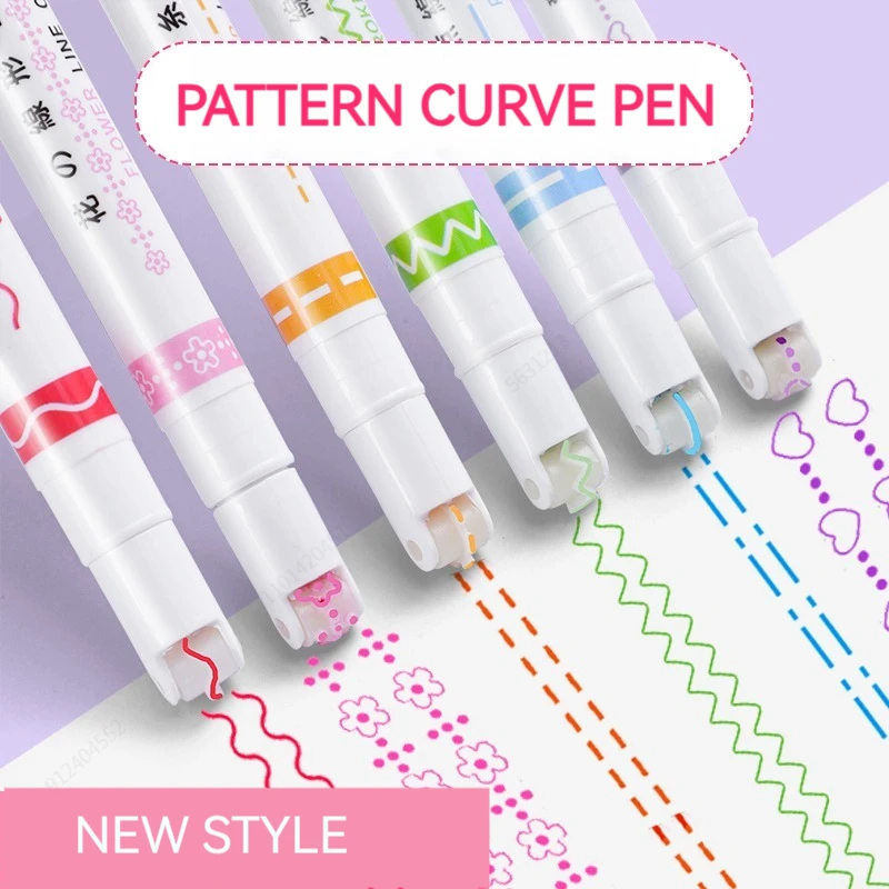 Stationery Warehouse - 6Pcs/Set Flower Line Shape Highlighter Pen