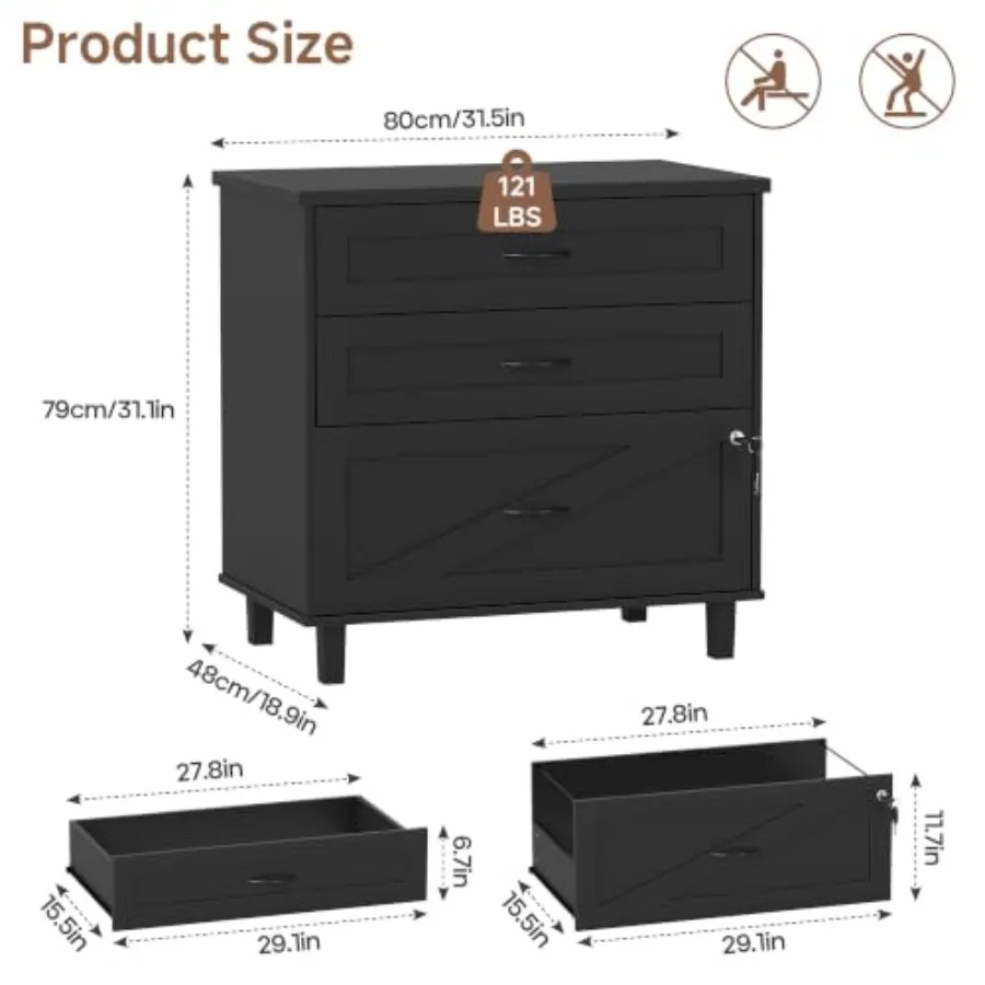 3-Drawer Wooden File Cabinet w - огляд і ціна File Folder Hanging