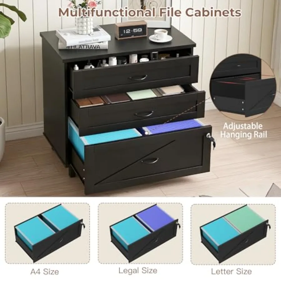 3-Drawer Wooden File Cabinet w - огляд і ціна File Folder Hanging