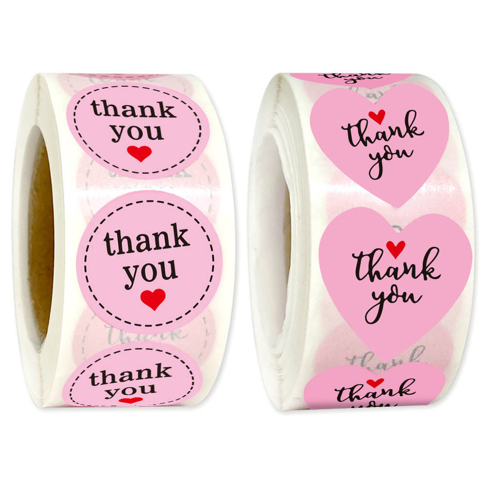 JCAC 500pcs/roll Pink Round He - огляд і ціна Sticker Label Roll